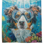 オーストラリアの羊飼い犬スキューバダイビング水中 シャワーカーテン (正面)