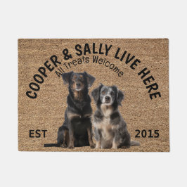 オーストラリアの羊飼い犬パーソナライズされたの2人の恋人 ドアマット