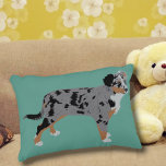 オーストラリアの羊飼い犬 アクセントクッション<br><div class="desc">この装飾用クッションは、オーストラリアの羊飼いの犬がミントな緑の背景に対して現実的なスタイルイラストレーションを備えている。裏面はオーストラリアの調整パターンを有する。</div>