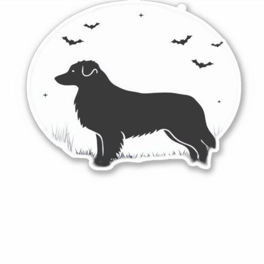 オーストラリアの羊飼い犬 – ハロウィンムーンシルエット シール (正面)