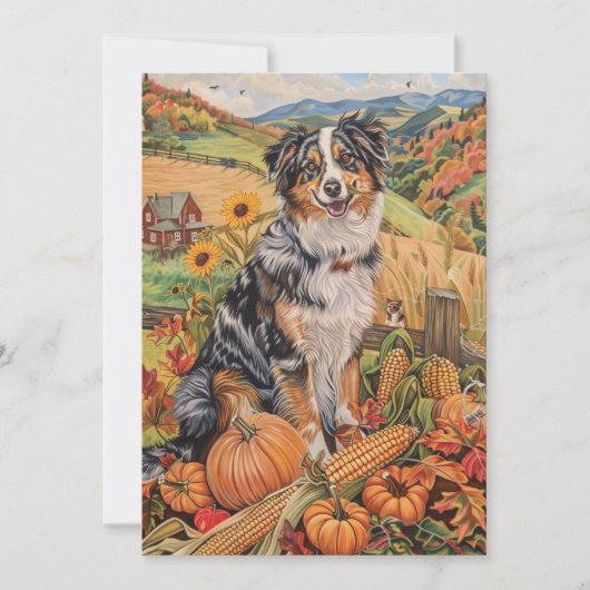 オーストラリアの羊飼い秋の収穫感謝祭 シーズンカード (正面)