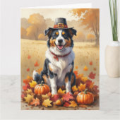 オーストラリアの羊飼い紅葉感謝祭アート カード (正面)