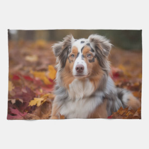 オーストラリアの羊飼い紅葉秋インスパイア キッチンタオル