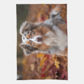 オーストラリアの羊飼い紅葉秋インスパイア キッチンタオル (縦)