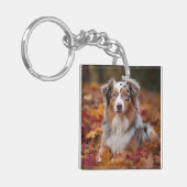 オーストラリアの羊飼い紅葉秋インスパイア キーホルダー (正面左)