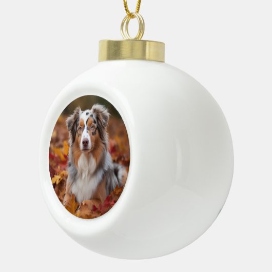 オーストラリアの羊飼い紅葉秋インスパイア セラミックボールオーナメント (右)