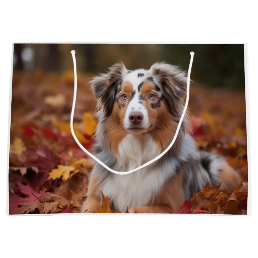 オーストラリアの羊飼い紅葉秋インスパイア ラージペーパーバッグ (正面)