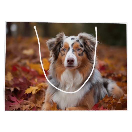 オーストラリアの羊飼い紅葉秋インスパイア ラージペーパーバッグ (裏面)