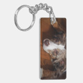 オーストラリアの羊飼い赤いメルレ敷設フラット キーホルダー (正面左)