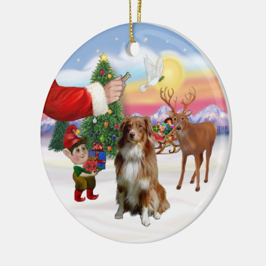 オーストラリアの羊飼い赤と白のために治療する セラミックオーナメント (左)