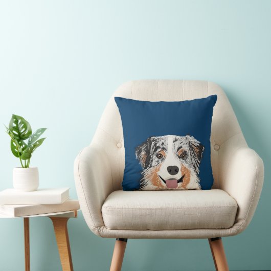 オーストラリアの羊飼い – ブルーメルル犬の枕 クッション (椅子)