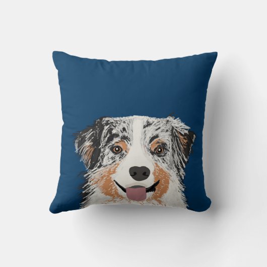 オーストラリアの羊飼い – ブルーメルル犬の枕 クッション (裏面)