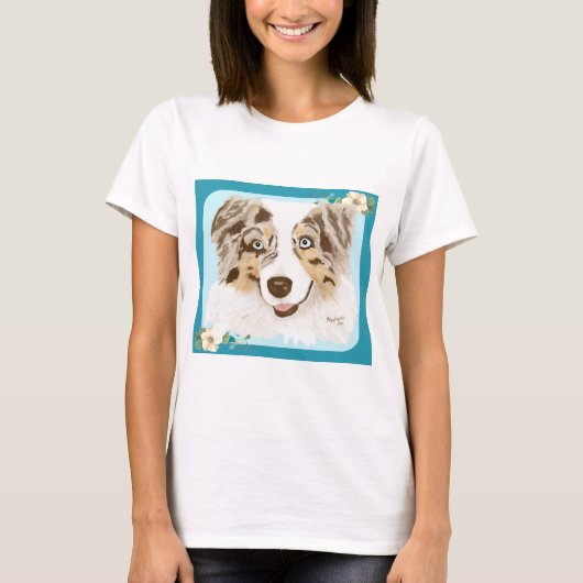 オーストラリアの羊飼い- I愛私の赤いMerle Tシャツ (正面)