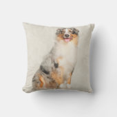 オーストラリアの羊飼い- Merleの青い水彩画 クッション (正面)