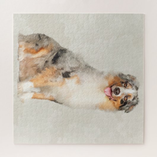 オーストラリアの羊飼い- Merleの青い水彩画 ジグソーパズル (横)