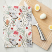 オーストラリアの花の模様コアラスポッサムコカトオ キッチンタオル (四つ折り)