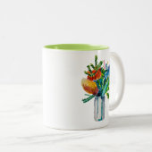 オーストラリアの花の水色 ツートーンマグカップ (正面右)