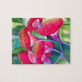 オーストラリアの赤い花盛りのgumnutsの水彩画の芸術 ジグソーパズル (横)