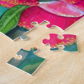 オーストラリアの赤い花盛りのgumnutsの水彩画の芸術 ジグソーパズル (側面)