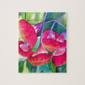 オーストラリアの赤い花盛りのgumnutsの水彩画の芸術 ジグソーパズル (縦)