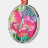 オーストラリアの赤い花盛りのgumnutsの水彩画の芸術 メタルオーナメント (左)