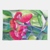 オーストラリアの赤い開花ガムナッツの水彩画 キッチンタオル (横)