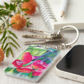 オーストラリアの赤い開花ガムナッツの水彩画 キーホルダー (正面右)