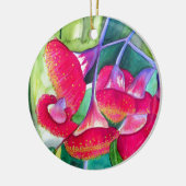 オーストラリアの赤い開花ガムナッツの水彩画 セラミックオーナメント (左)