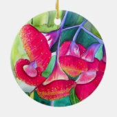 オーストラリアの赤い開花ガムナッツの水彩画 セラミックオーナメント (裏面)