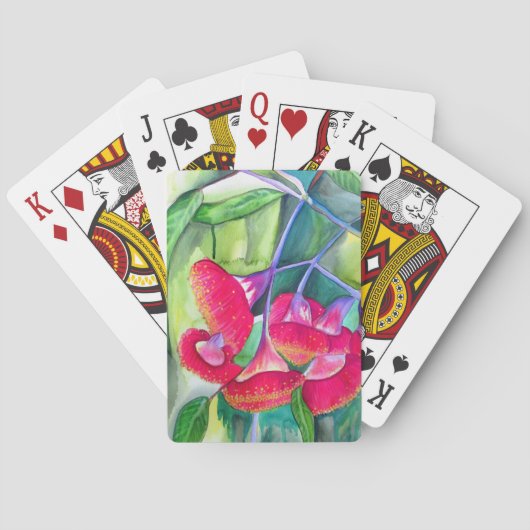 オーストラリアの赤い開花ガムナッツの水彩画 トランプ (裏面)