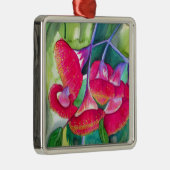 オーストラリアの赤い開花ガムナッツの水彩画 メタルオーナメント (右)