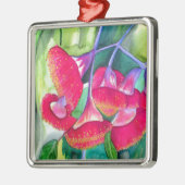 オーストラリアの赤い開花ガムナッツの水彩画 メタルオーナメント (左)