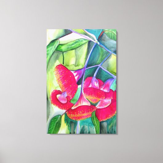 オーストラリアの赤い開花グムナッツの水のカラーアート キャンバスプリント (正面)