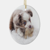 オーストラリアの赤いmerleの子犬 セラミックオーナメント (右)
