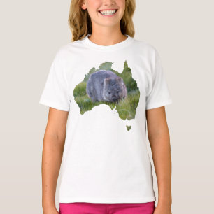 オーストラリアの輪郭形状ウォンバットタスマニアグラス Tシャツ