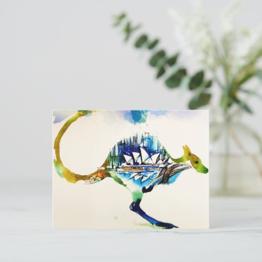 オーストラリアの都市スカイライン旅行ラブウォーター色 ポストカード (スタンド正面)