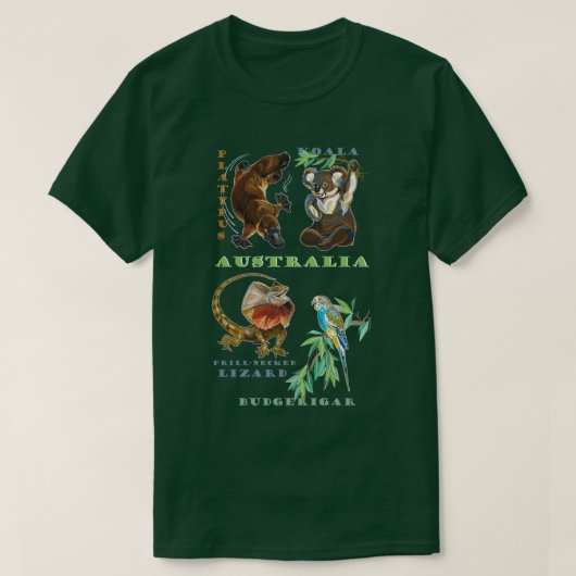 オーストラリアの野性生物 Tシャツ (デザイン正面)
