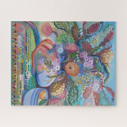 オーストラリアの野生の花はまだ生絵を描きている ジグソーパズル (横)
