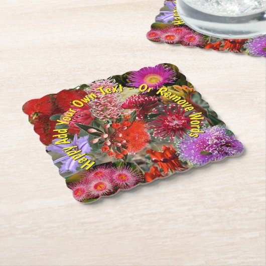 オーストラリアの野生の花 スカロップスクエア ペーパーコースター (アングル)