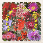 オーストラリアの野生の花 スカロップスクエア ペーパーコースター (正面)