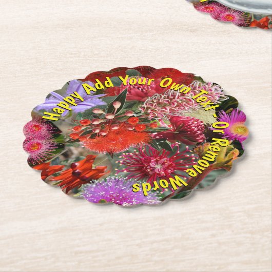 オーストラリアの野生の花 スカロペッド ラウンド ペーパーコースター (アングル)