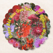 オーストラリアの野生の花 スカロペッド ラウンド ペーパーコースター (正面)