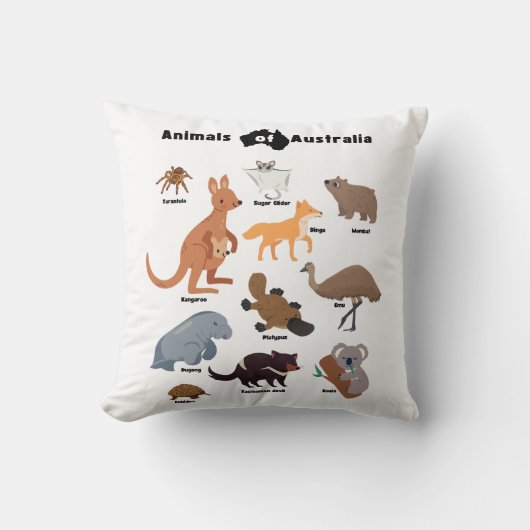 オーストラリアの野生動物 クッション (正面)
