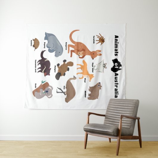 オーストラリアの野生動物 タペストリー (インサイチュ(横))