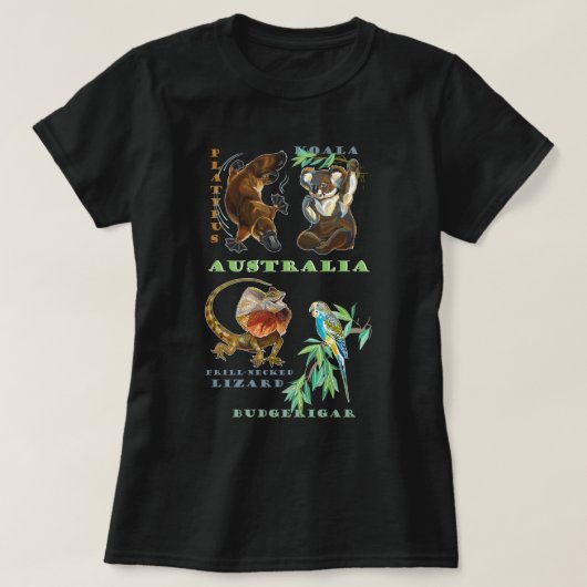 オーストラリアの野生生物 Tシャツ (デザイン正面)