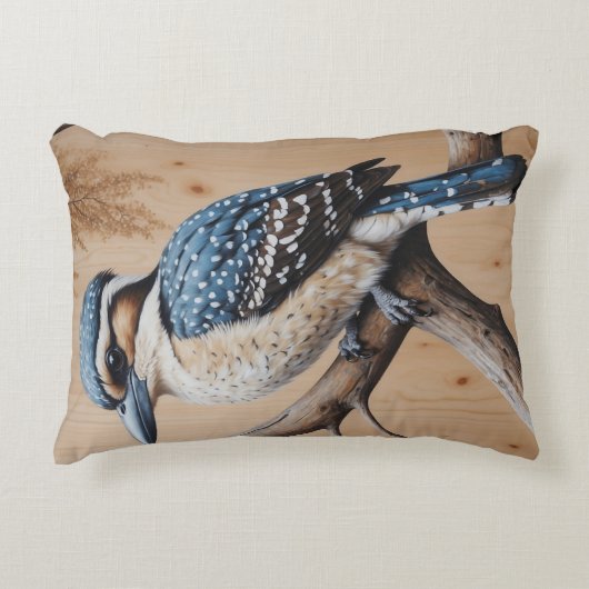 オーストラリアの青いクカブラが野生動物の芸術に アクセントクッション (正面)
