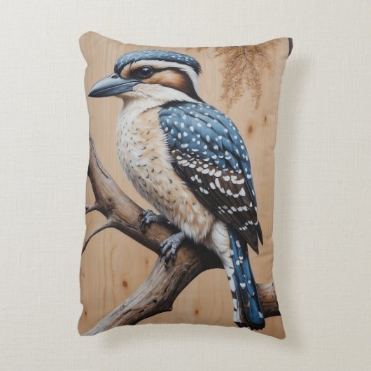 オーストラリアの青いクカブラが野生動物の芸術に アクセントクッション (裏面(縦))