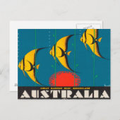 オーストラリアの魚のビーチ海サンヴィンテージ旅行広告 ポストカード (正面/裏面)