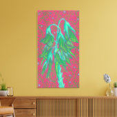 オーストラリアの鳥の花、熱帯フローラグリーンピンク キャンバスプリント (インサイチュ (リビング))