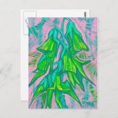 オーストラリアの鳥の花、熱帯フローラグリーンピンク ポストカード (正面/裏面)